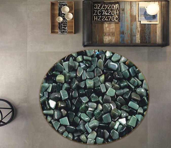 3D Green Pebbles 071 Round Non Slip Rug Mat Mat AJ Creativity Home 