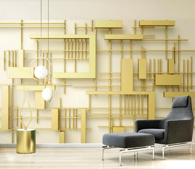 3D Simple Golden WC137 Wall Murals