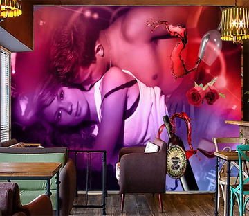 3D Kissing Red Wine 324 Wallpaper AJ Wallpaper 2 