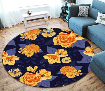 3D Orange Flower Pattern 212 Round Non Slip Rug Mat Mat AJ Creativity Home 