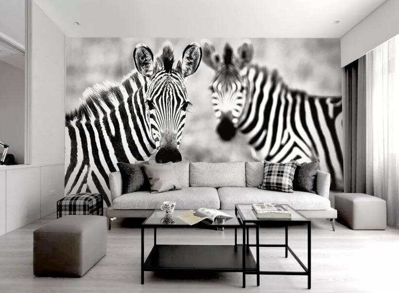 3D Zebra Grassland WG602 Wall Murals