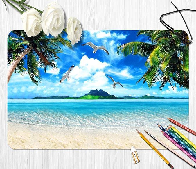 3D Seaside Coco 034 Desk Mat Mat AJ Creativity Home 