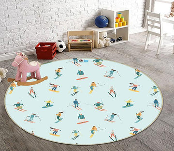 3D Cartoon Skating 308 Round Non Slip Rug Mat Mat AJ Creativity Home 