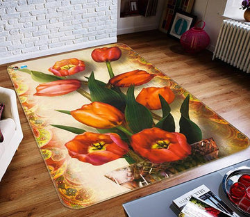 3D Tulip Vase 063 Non Slip Rug Mat Mat AJ Creativity Home 