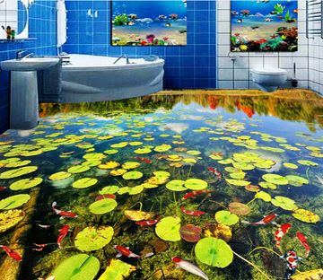 3D Drifting Lotus Leaf 294 Floor Mural Wallpaper AJ Wallpaper 2 