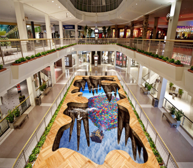 3D Flying House 071 Floor Mural Wallpaper AJ Wallpaper 2 