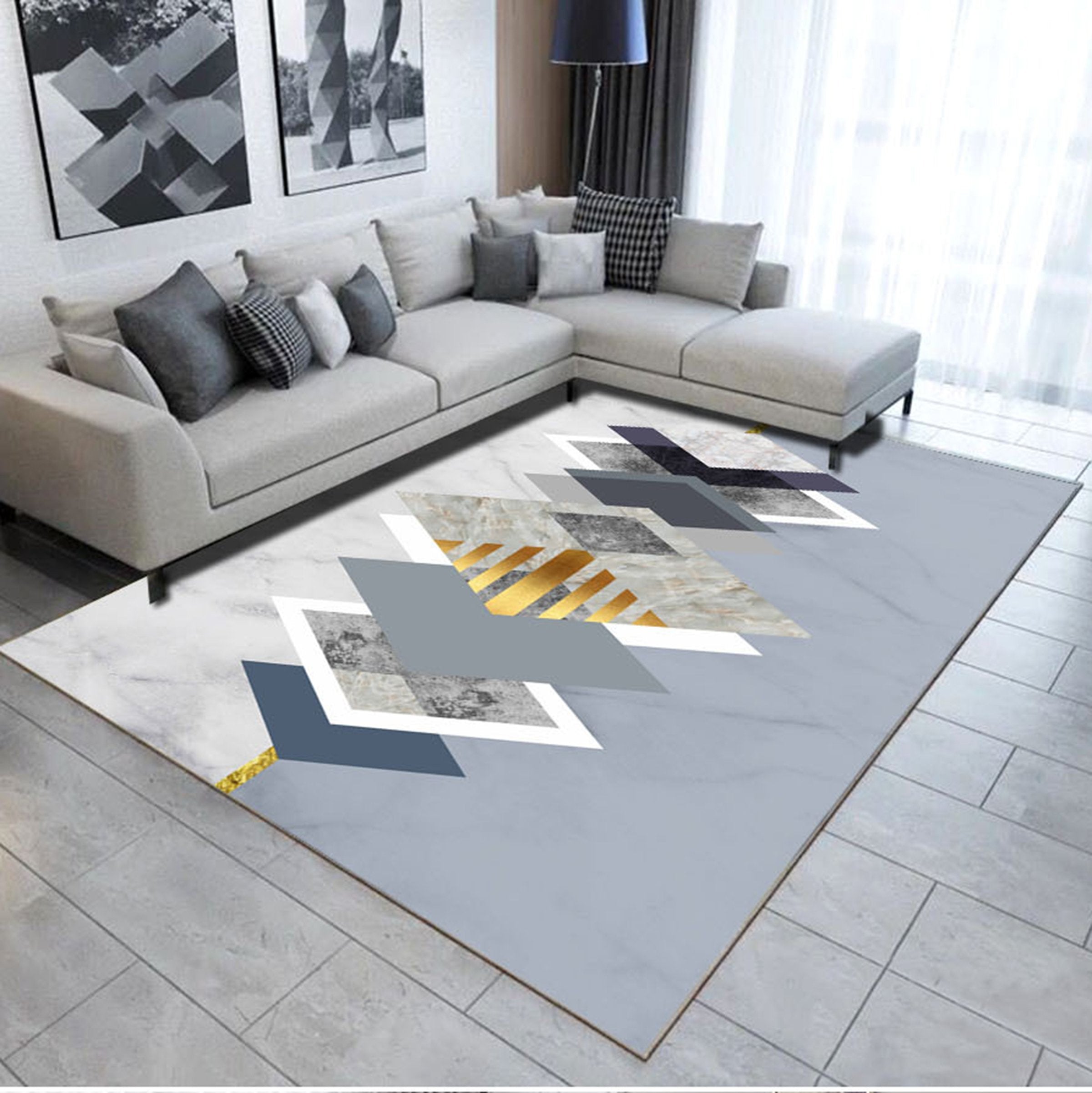 3D Color Geometry WG496 Non Slip Rug Mat Mat AJ Creativity Home 