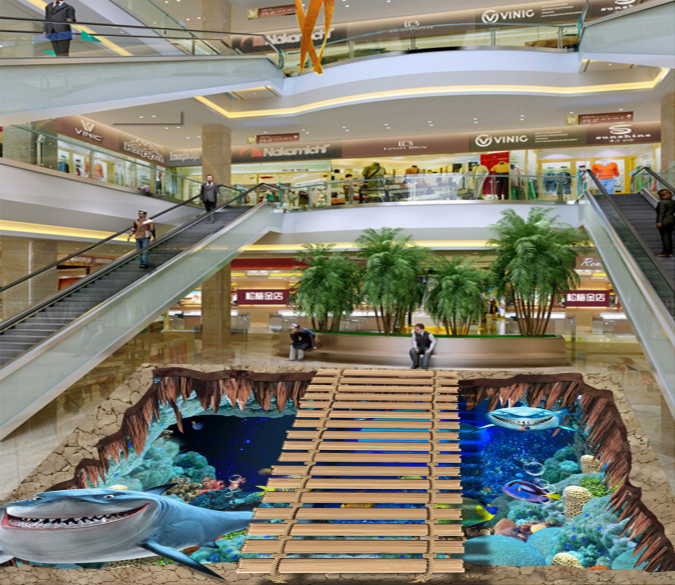 3D Smiling Shark 010 Floor Mural Wallpaper AJ Wallpaper 2 