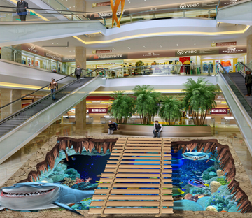 3D Smiling Shark 010 Floor Mural Wallpaper AJ Wallpaper 2 