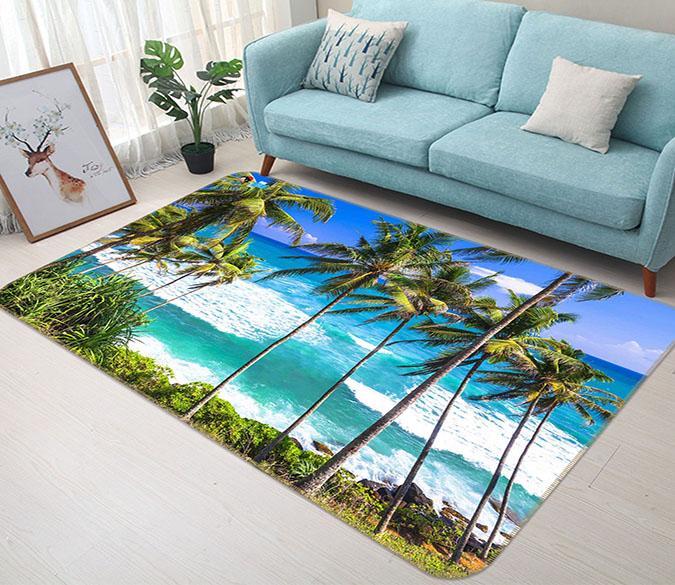 3D Coconut Tree Wave 506 Non Slip Rug Mat Mat AJ Creativity Home 