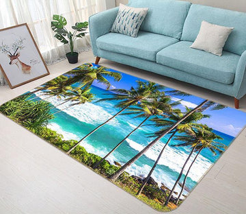 3D Coconut Tree Wave 506 Non Slip Rug Mat Mat AJ Creativity Home 