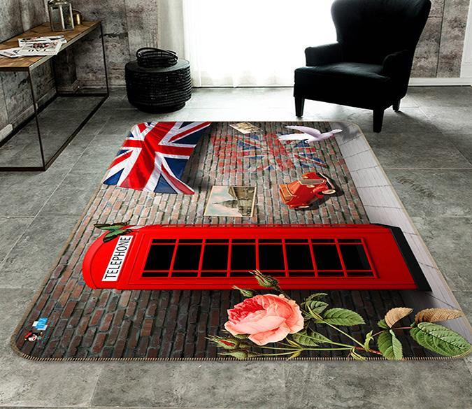 3D Telephone Booth 733 Non Slip Rug Mat Mat AJ Creativity Home 