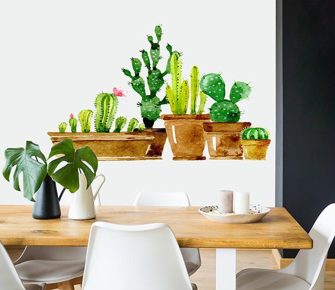 3D Vase Cactus 050 Wall Stickers Wallpaper AJ Wallpaper 