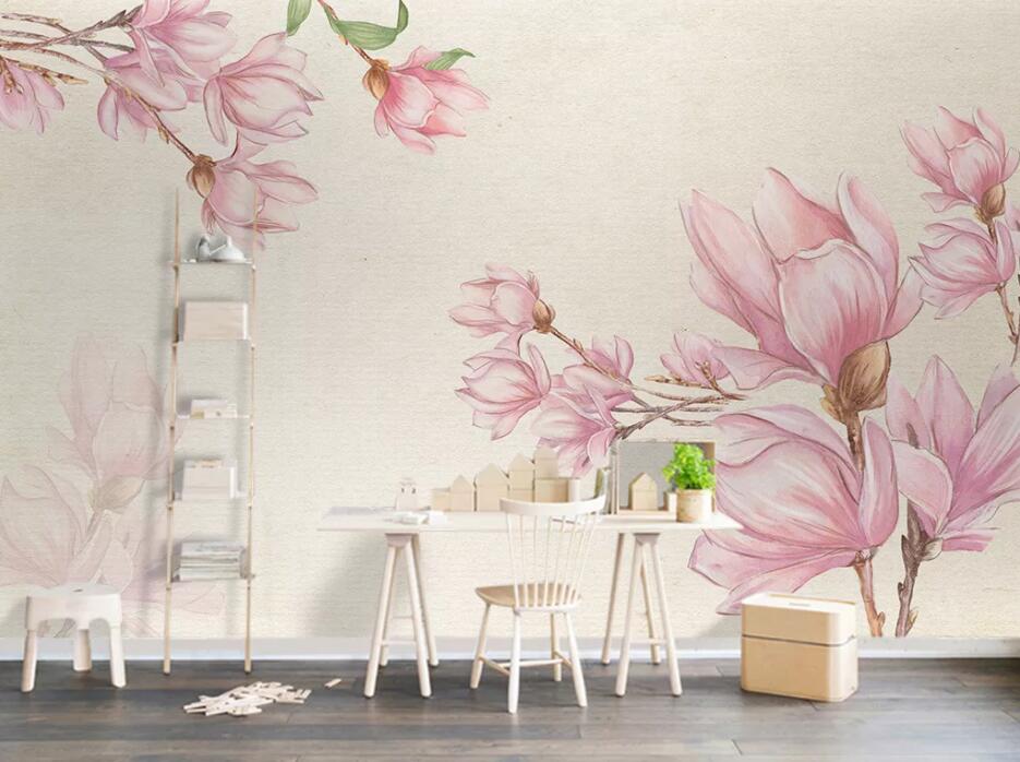 3D Pink Floral Pattern WC349 Wall Murals