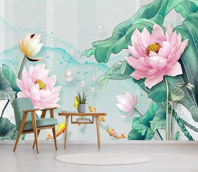 3D Lotus Fish 128 Wallpaper AJ Wallpaper 