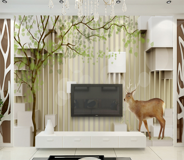 3D Tree Deer 523 Wallpaper AJ Wallpaper 