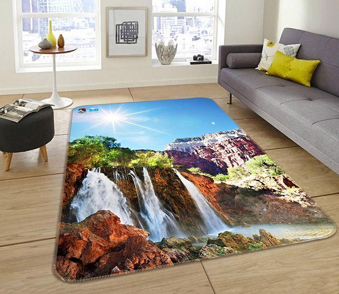 3D Sun Waterfall 058 Non Slip Rug Mat Mat AJ Creativity Home 