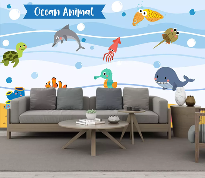 3D Seahorse Dolphins 1561 Wallpaper AJ Wallpaper 2 