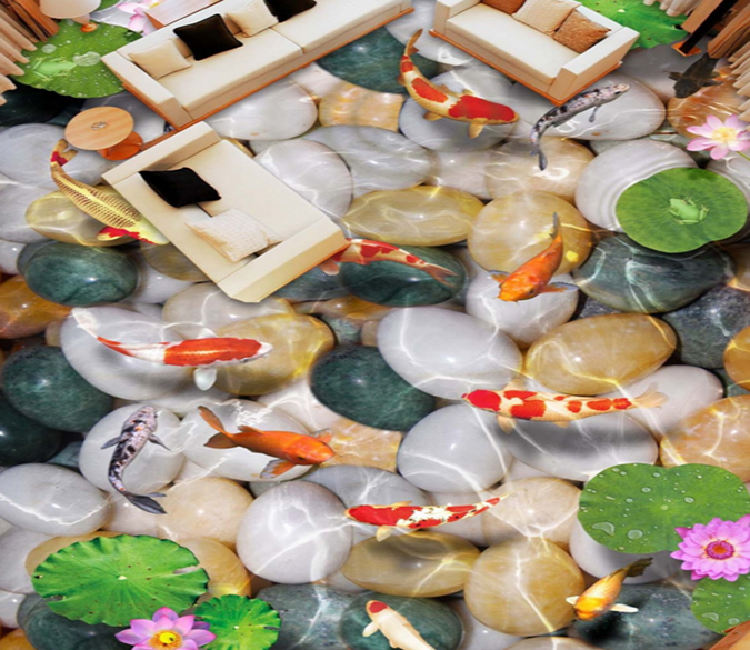 3D Goldfish 023 Floor Mural Wallpaper AJ Wallpaper 2 