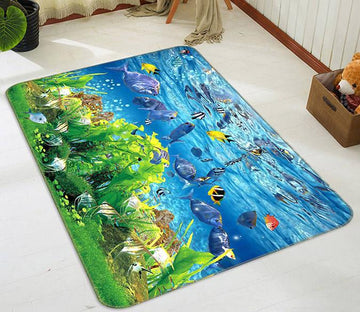 3D Seaweed Fish School 568 Non Slip Rug Mat Mat AJ Creativity Home 
