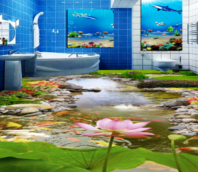 3D Beautiful Lotus 090 Floor Mural Wallpaper AJ Wallpaper 2 