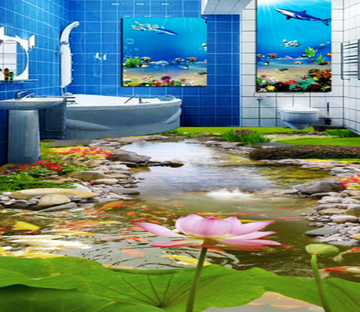 3D Beautiful Lotus 090 Floor Mural Wallpaper AJ Wallpaper 2 