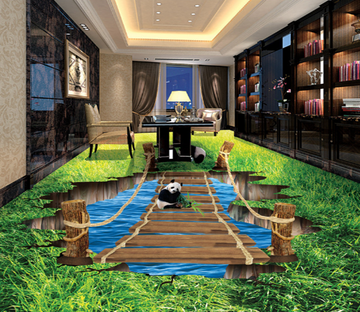 3D Cute Panda 132 Floor Mural Wallpaper AJ Wallpaper 2 