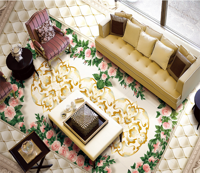 3D Green Leaf 114 Floor Mural Wallpaper AJ Wallpaper 2 