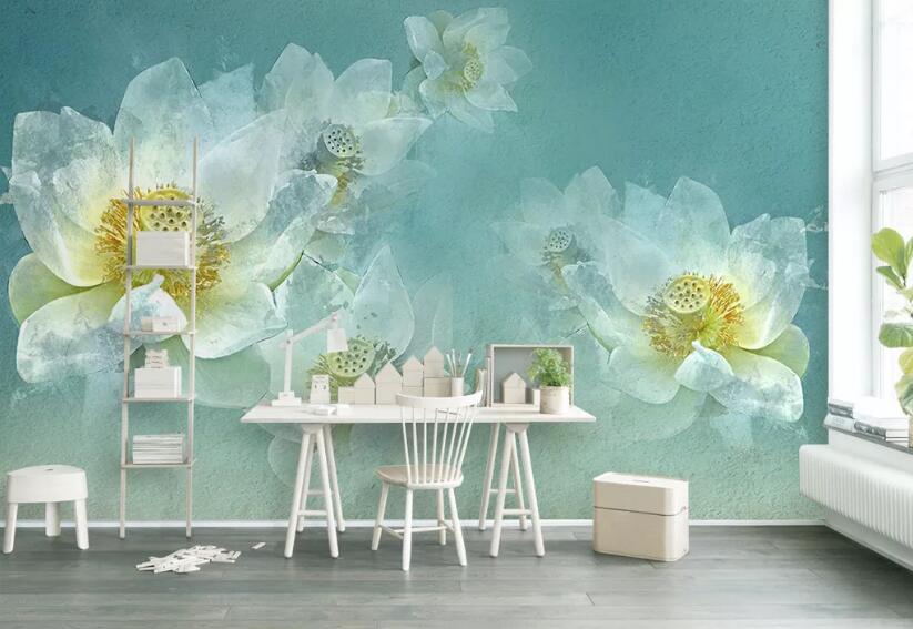 3D Yellow Lotus 307 Wall Murals Wallpaper AJ Wallpaper 2 