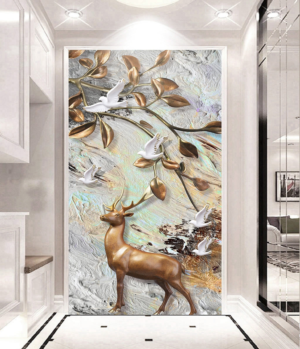 3D Pigeon Deer WG082 Wall Murals