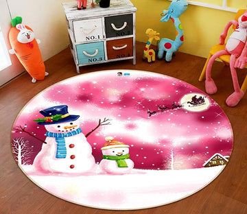 3D Snowman Moon 019 Round Non Slip Rug Mat Mat AJ Creativity Home 