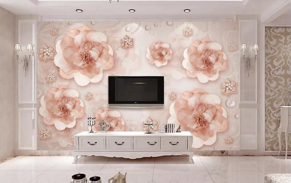 3D Pink Flowers 072 Wall Murals Wallpaper AJ Wallpaper 2 