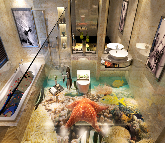 3D Starfish 038 Floor Mural Wallpaper AJ Wallpaper 2 