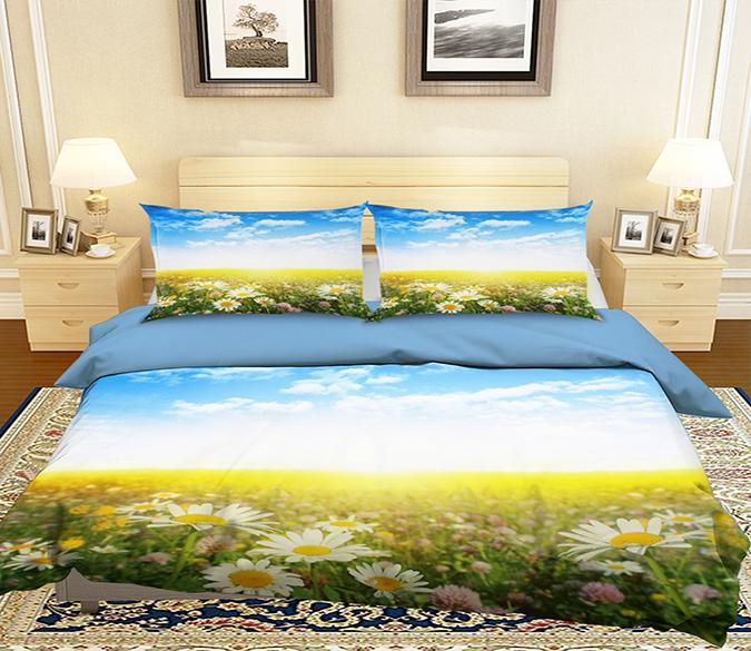3D Flower Field Sky 081 Bed Pillowcases Quilt Wallpaper AJ Wallpaper 