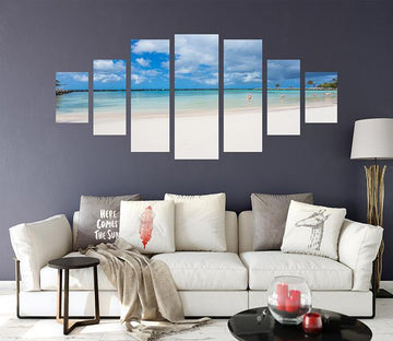 3D Flamingos Sea 072 Unframed Print Wallpaper Wallpaper AJ Wallpaper 