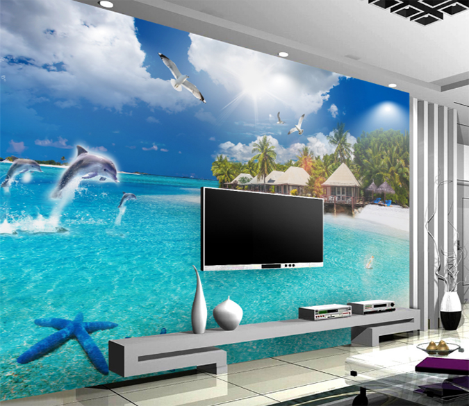 3D Sea View Room 135 Wallpaper AJ Wallpaper 