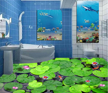 3D Lotus Leaf 048 Floor Mural Wallpaper AJ Wallpaper 2 