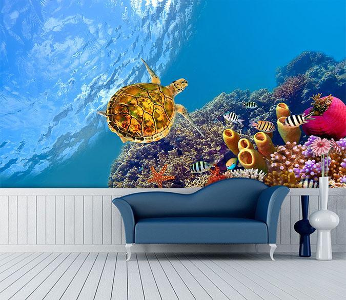 3D Turtle Coral 055 Wallpaper AJ Wallpaper 