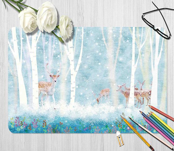 3D Tree Deer 081 Desk Mat Mat AJ Creativity Home 