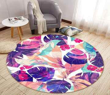 3D Colored Leaves 218 Round Non Slip Rug Mat Mat AJ Creativity Home 