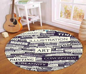 3D Label Note 254 Round Non Slip Rug Mat Mat AJ Creativity Home 