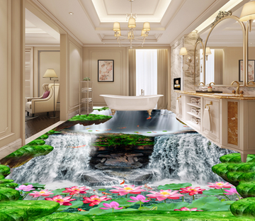3D Lotus River 109 Floor Mural Wallpaper AJ Wallpaper 2 
