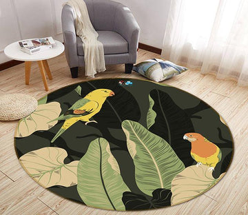 3D Parrot Leaf 220 Round Non Slip Rug Mat Mat AJ Creativity Home 