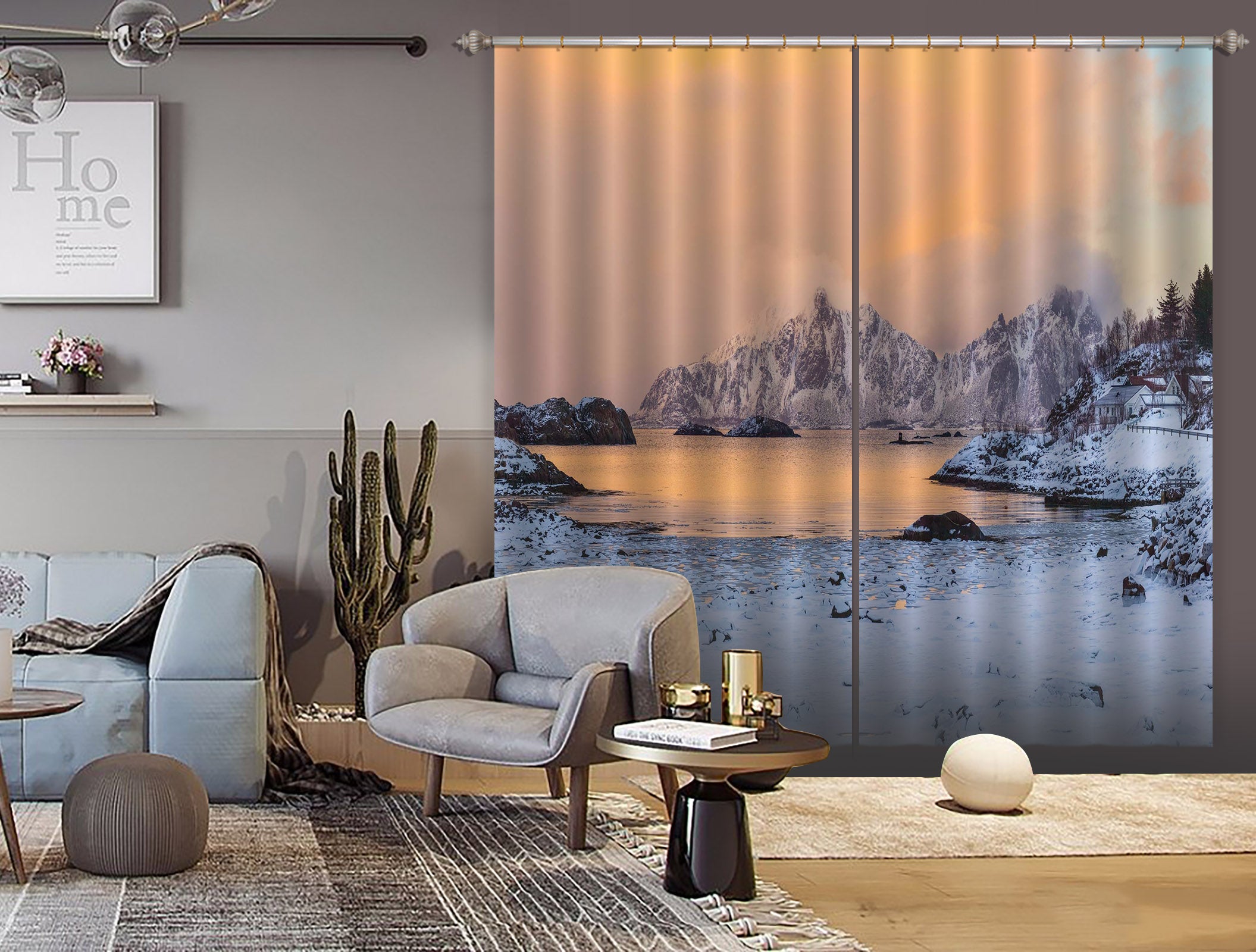 3D Snow Lake 119 Marco Carmassi Curtain Curtains Drapes