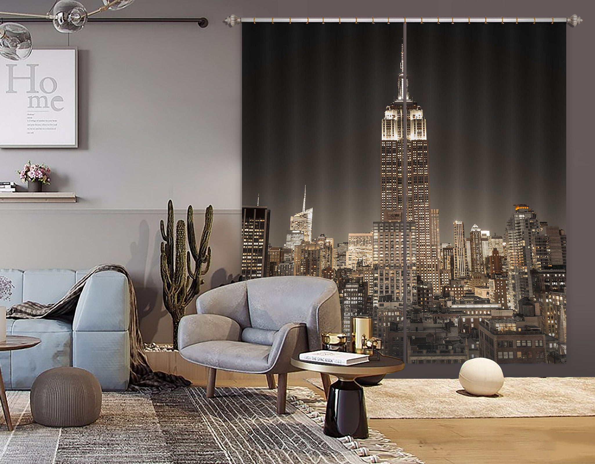 3D Night City 220 Assaf Frank Curtain Curtains Drapes