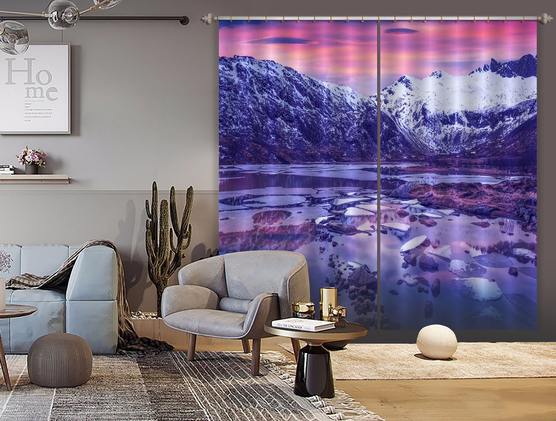 3D Purple Glacier 137 Marco Carmassi Curtain Curtains Drapes
