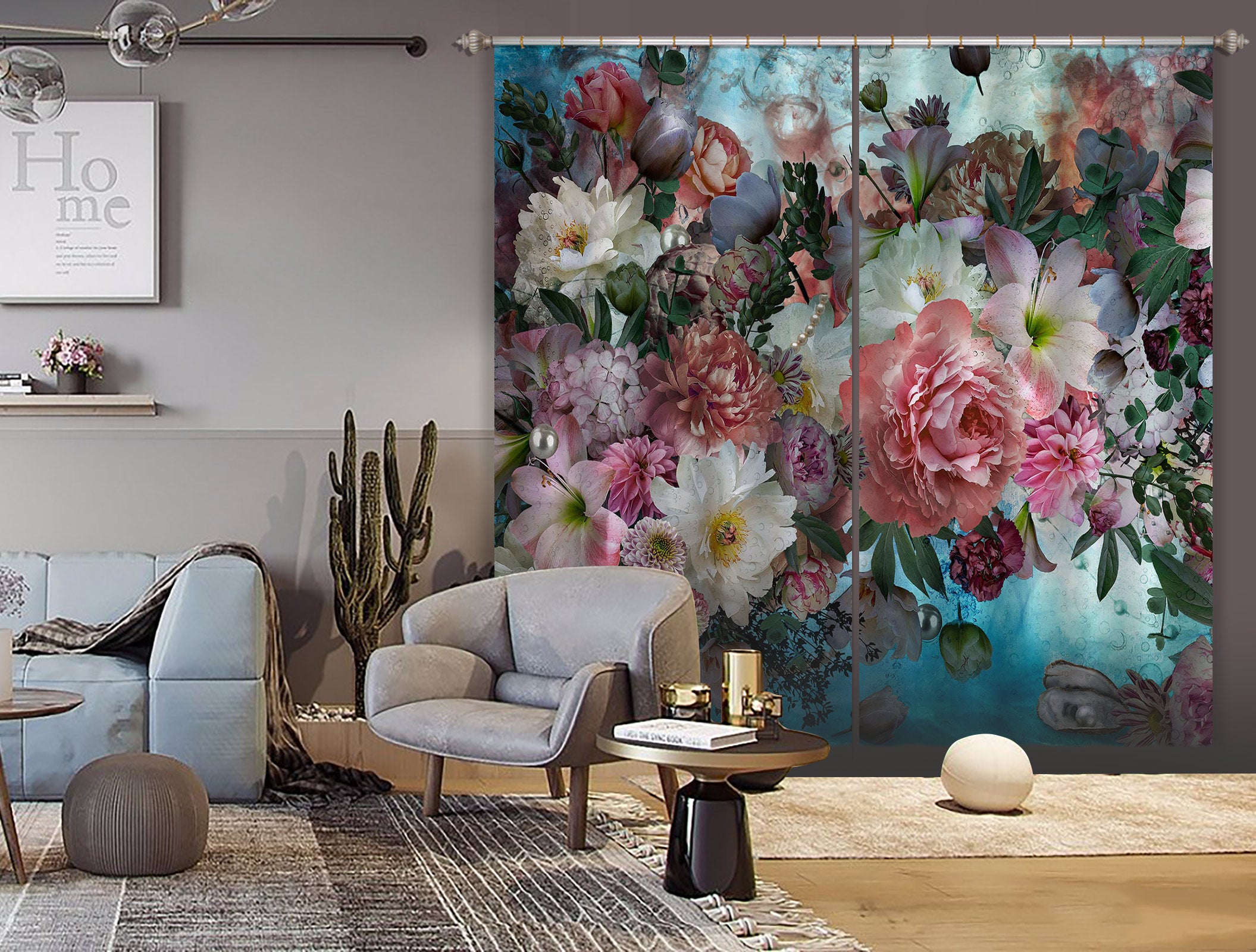 3D Peony Lily Flower 5303 Beth Sheridan Curtain Curtains Drapes