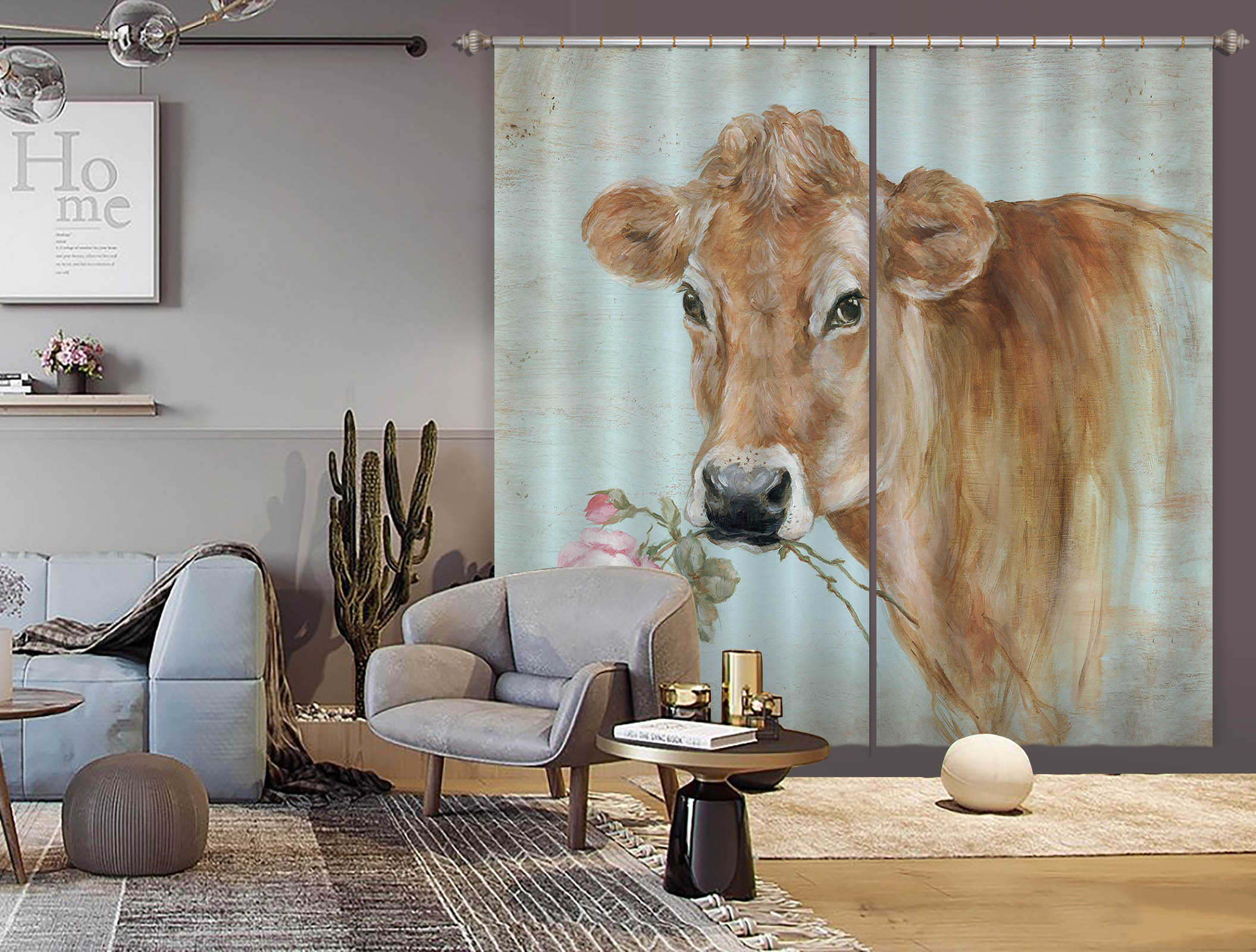 3D Cattle Flower 3050 Debi Coules Curtain Curtains Drapes