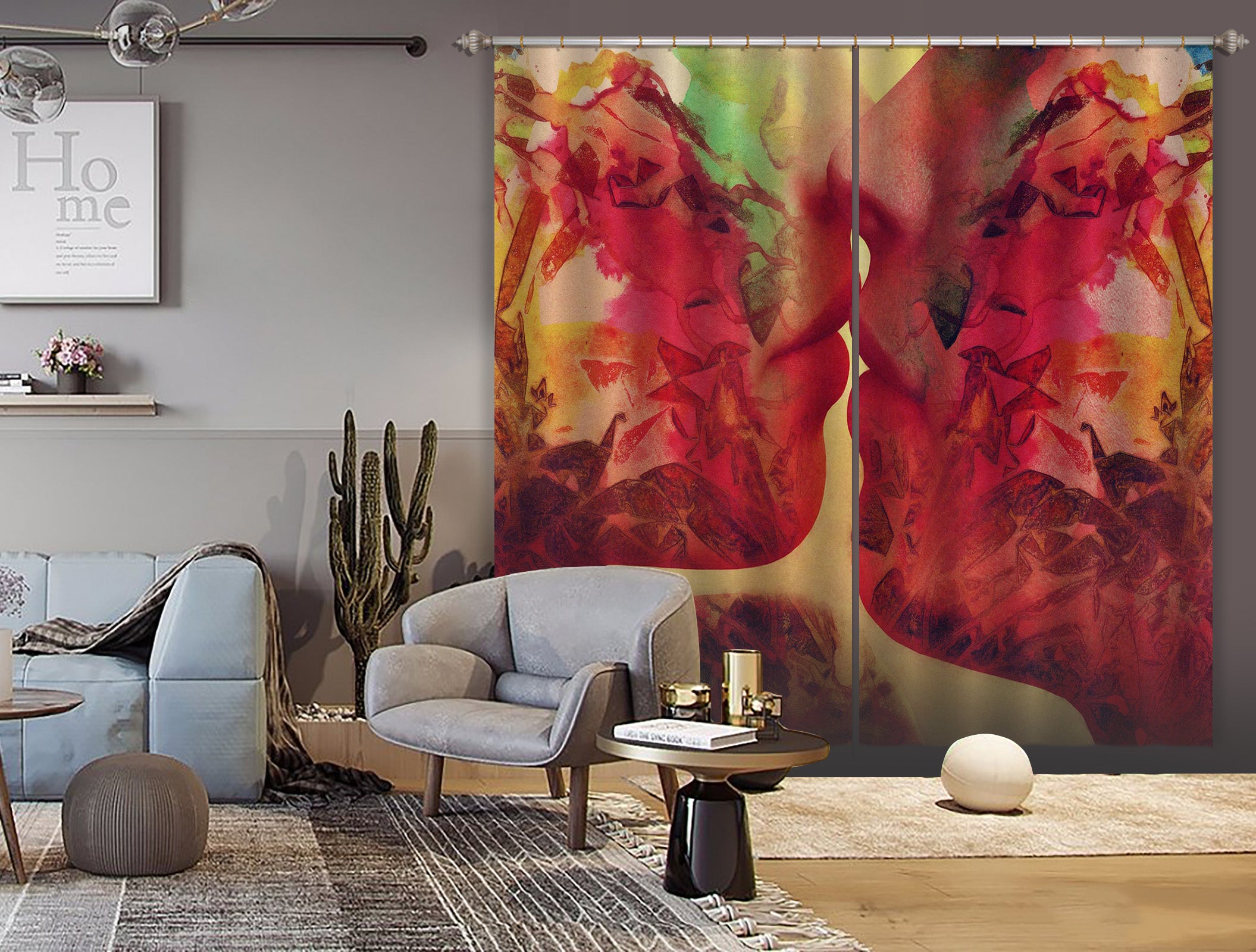 3D Graffiti Love 043 Marco Cavazzana Curtain Curtains Drapes