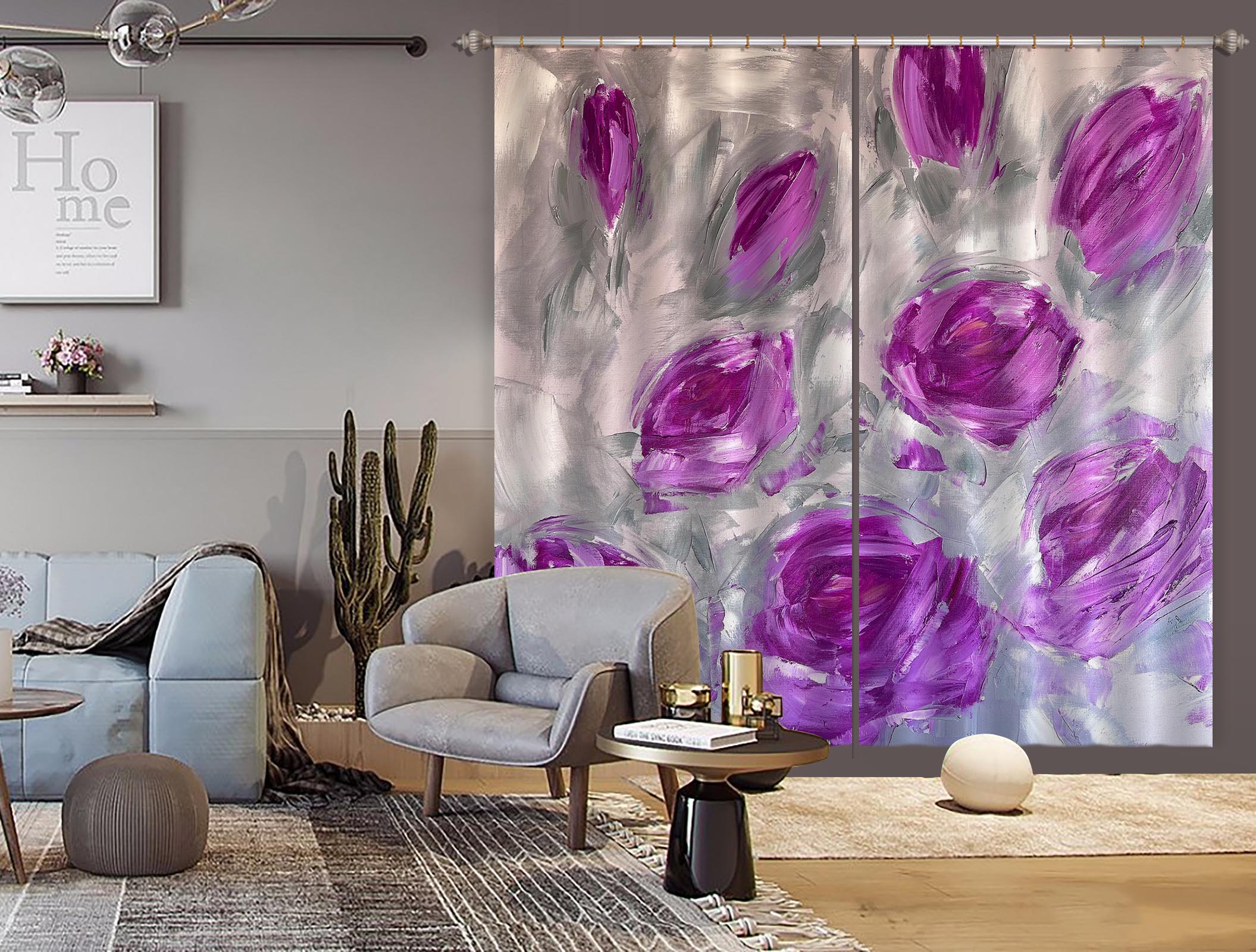 3D Purple Rose 3023 Skromova Marina Curtain Curtains Drapes